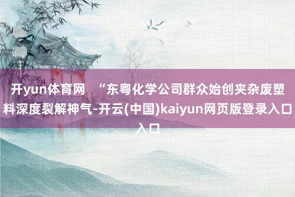 开yun体育网   “东粤化学公司群众始创夹杂废塑料深度裂解神气-开云(中国)kaiyun网页版登录入口